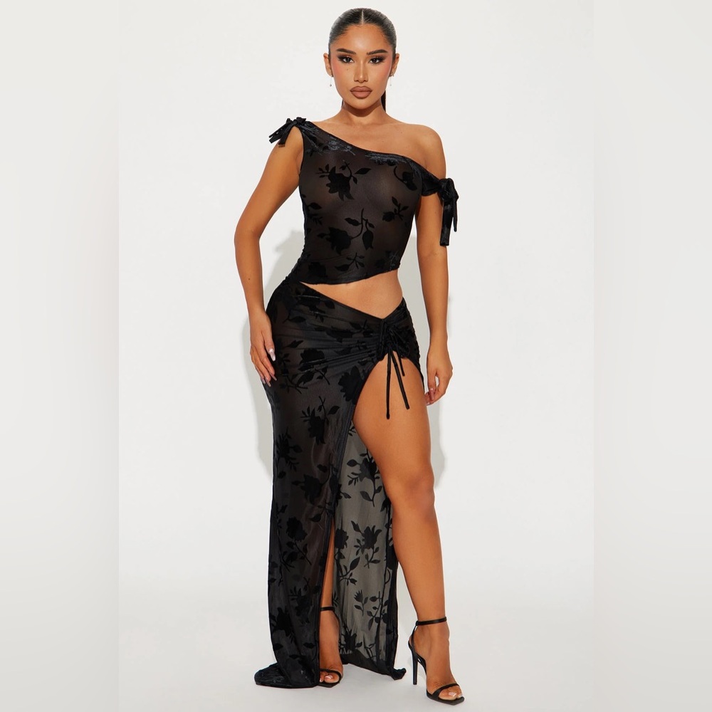 Fashion Nova Laura Mesh Skirt Set